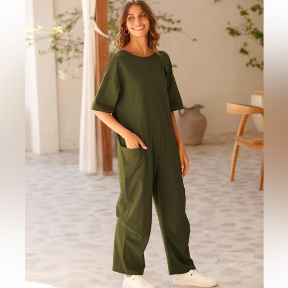 HOTSHOT TEE ONESIE Oversized Slouchy Fit Woman’s Jumpsuit in Green Medium NWT - Picture 7 of 12